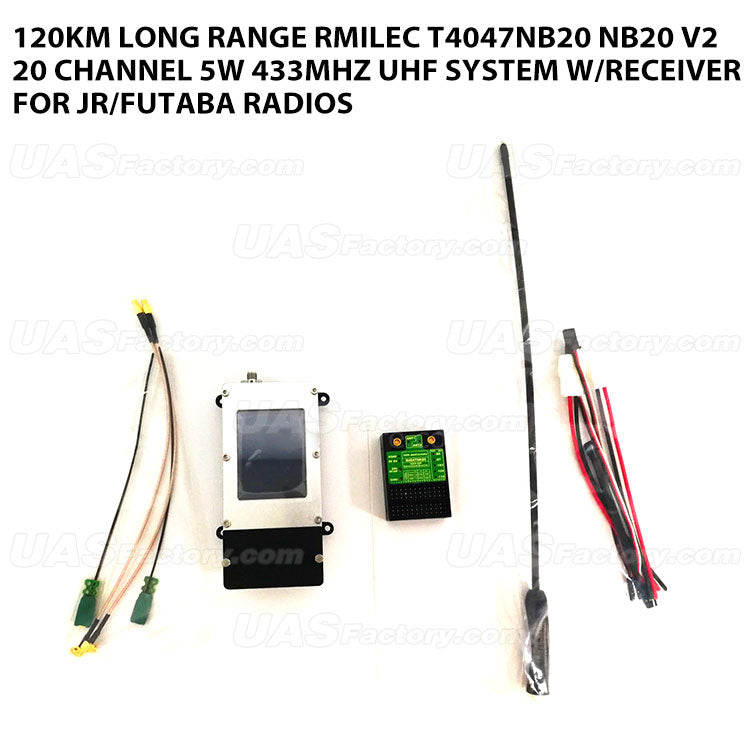 120KM Long Range RMILEC T4047NB20 NB20 V2 20 Channel 5W 433Mhz UHF System w/Receiver for JR/Futaba Radios 120KM Long Range RMILEC T4047NB20 NB20 V2 20 Channel 5W 433Mhz UHF System w/Receiver for JR/Futaba Radios